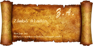 Zámbó Aladin névjegykártya